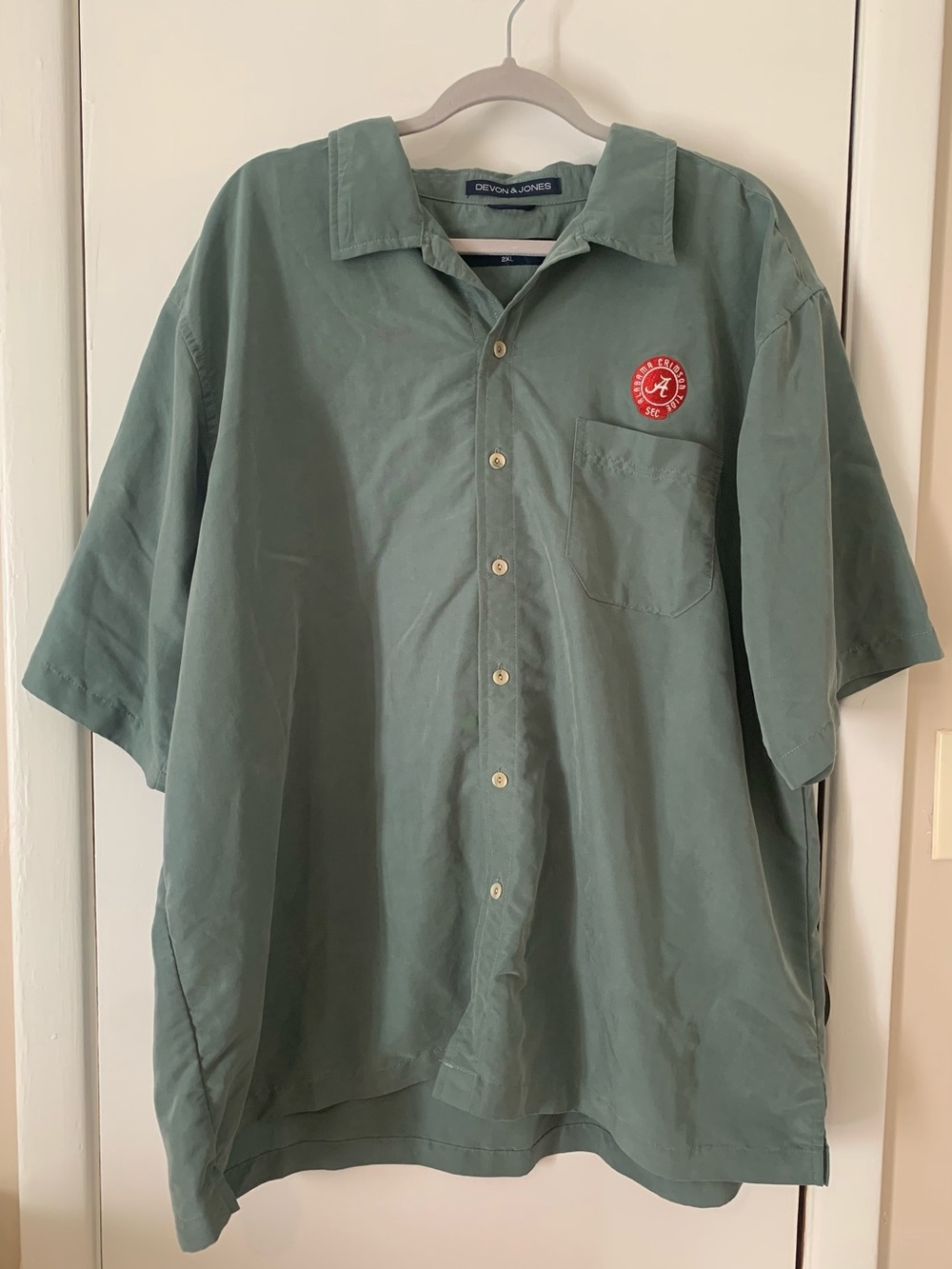 Devon & Jones Alabama Crimson Tide Bahama Camp Shirt 2XL Sage Green Gameday SEC